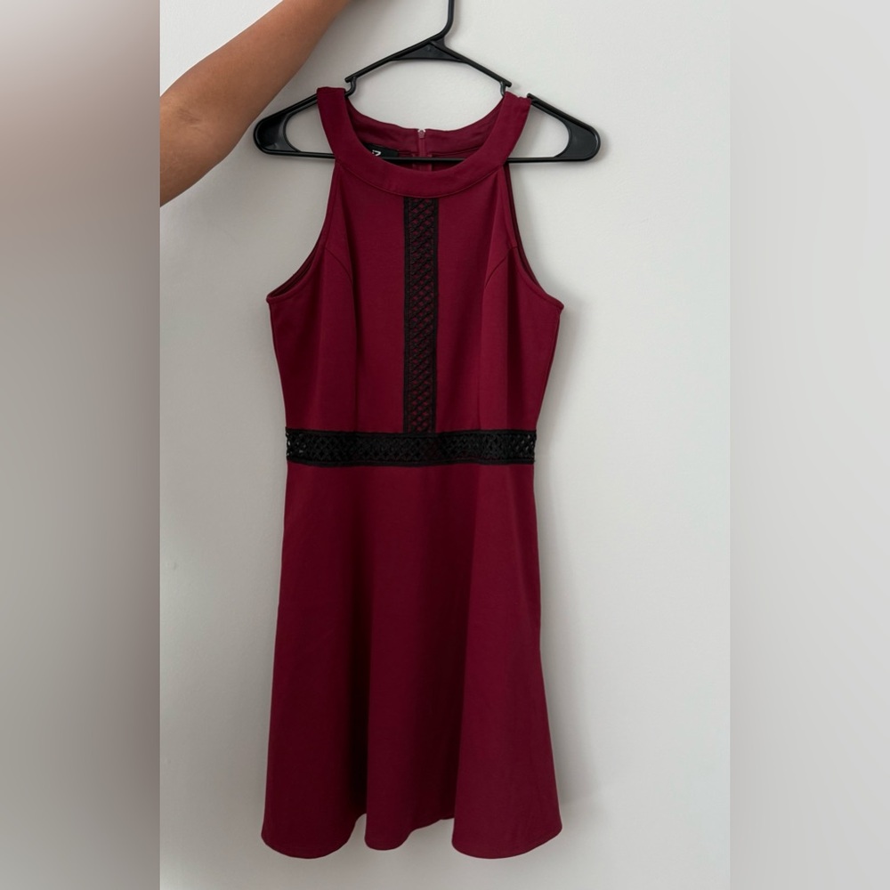 Iz Byer Red Halter A-Line Mini Dress